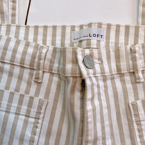 Loft Made and Love High Waist Flare Crop Stripe Pants size 14 NWOT - Picture 4 of 11
